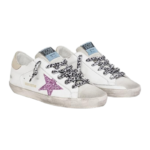 Golden Goose Super- (Pink) Star with/ Glitter & Gold Heel Tab - Image 2