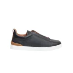 ZEGNA Black & Brown Deerskin Triple Stitch