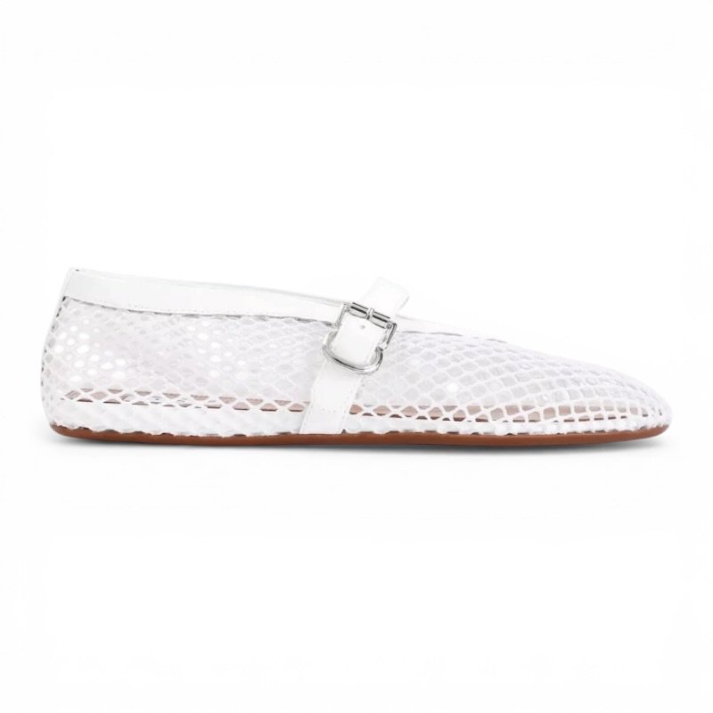 IMG_9440.jpeg Alaia Fishnet Ballerina Flats | White - Image 1