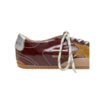 Golden Goose True-Star sneakers featuring a shiny burgundy naplak leather upper and a contrasting yellow suede star - Image 2