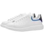 Alexander McQueen Oversized Sneakers in white leather featuring a blue metallic heel counter - Image 3