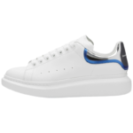 Alexander McQueen Oversized Sneakers in white leather featuring a blue metallic heel counter - Image 4