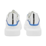 Alexander McQueen Oversized Sneakers in white leather featuring a blue metallic heel counter - Image 2