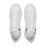 Alexander McQueen Oversized Sneakers in white leather featuring a blue metallic heel counter - Image 5