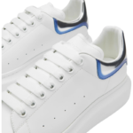 Alexander McQueen Oversized Sneakers in white leather featuring a blue metallic heel counter - Image 6