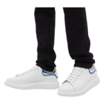 Alexander McQueen Oversized Sneakers in white leather featuring a blue metallic heel counter - Image 7