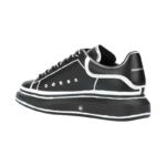Alexander McQueen Oversized sneakers feature a sleek black calf leather upper contrasted by a bold white outline - Image 4