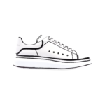 Alexander McQueen Oversized Sneakers featuring a white leather upper with a distinctive black "marker pen" outline design