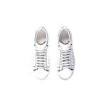Alexander McQueen Oversized Sneakers featuring a white leather upper with a distinctive black "marker pen" outline design - Image 4