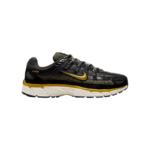 Nike P-6000 SE sneakers in black, sequoia, and ochre, featuring a distinct gold swoosh and breathable mesh