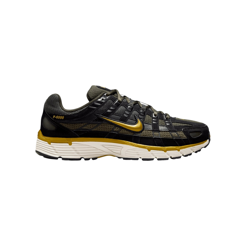 nike-p-6000-se-blackochre-sequoia-light-orewood-brown-6893189d9dc6b Nike P-6000 SE sneakers in black, sequoia, and ochre, featuring a distinct gold swoosh and breathable mesh - Image 1