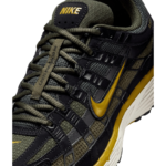 Nike P-6000 SE sneakers in black, sequoia, and ochre, featuring a distinct gold swoosh and breathable mesh - Image 4