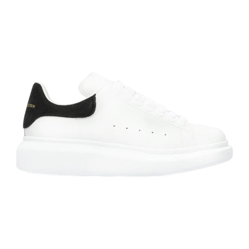 white_black Alexander McQueen oversized sneakers feature a distinctive black suede heel counter with gold - Image 1