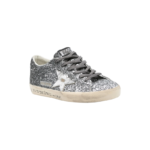 Golden Goose Super Star sneakers feature a silver glitter upper and signature leather star. - Image 2