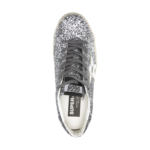 Golden Goose Super Star sneakers feature a silver glitter upper and signature leather star. - Image 4