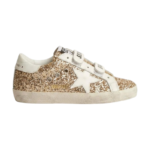 Golden Goose Old School sneakers with a glossy gold finish and two practical Velcro straps