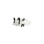Hermès Bouncing sneakers feature white calfskin with a distinctive black "H" logo on the side. - Image 5