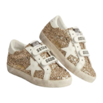 Golden Goose Old School sneakers with a glossy gold finish and two practical Velcro straps - Image 4