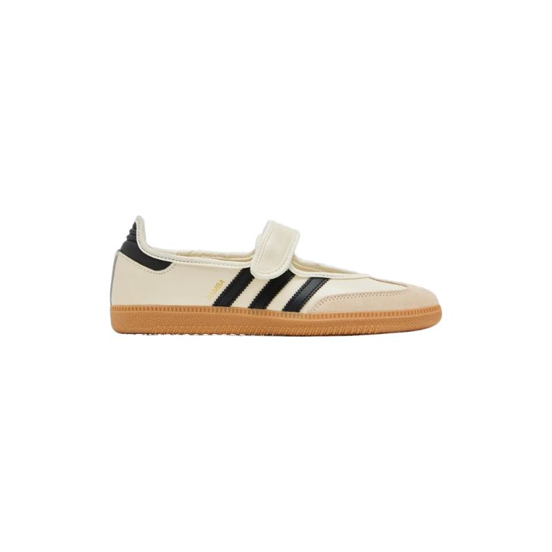 jr7338-crgucb_1 Adidas Samba Mary-Jane sneakers feature a beige leather upper, black leather stripes - Image 1